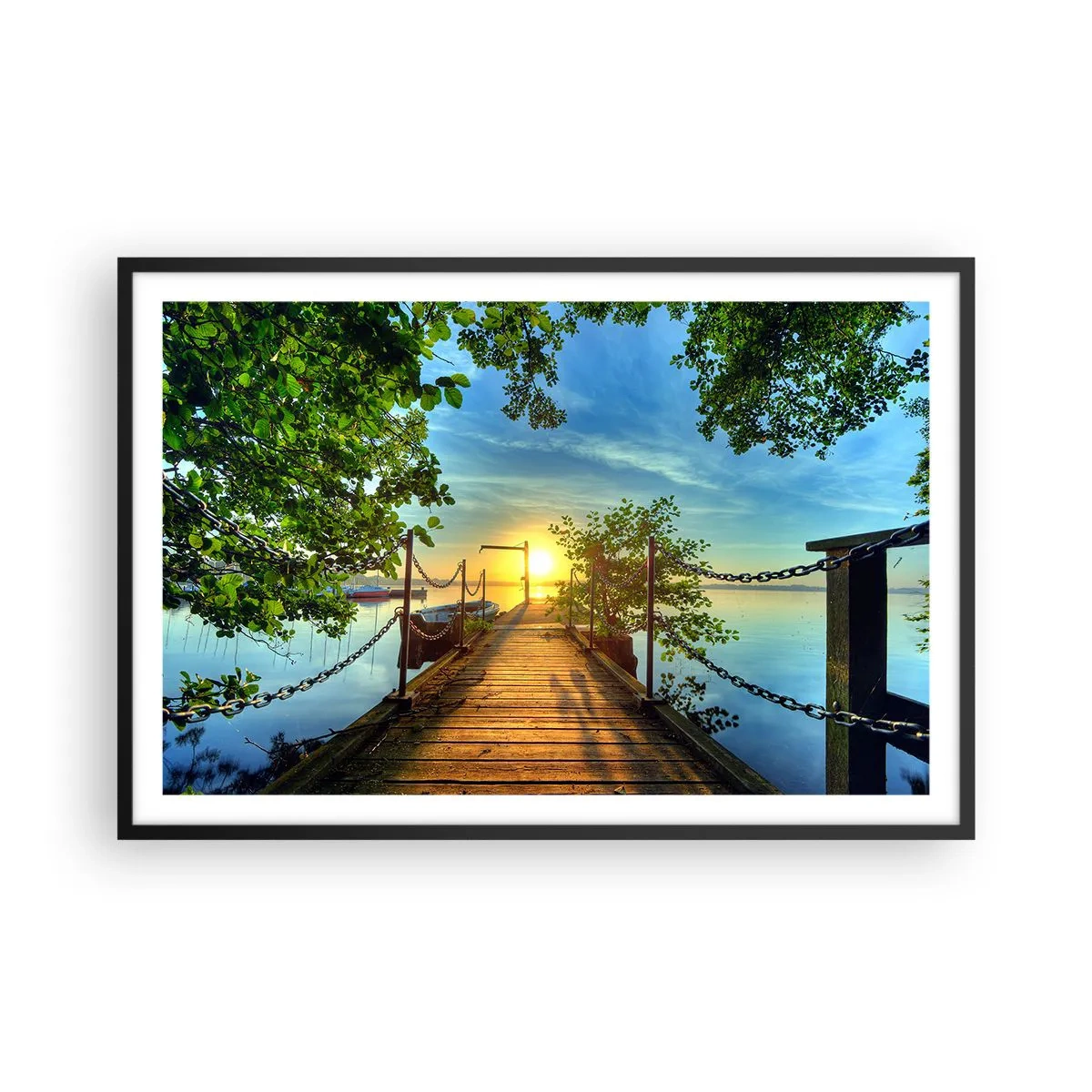 Plakat i sort ramme - Mod vest ved vandet - 91x61 cm