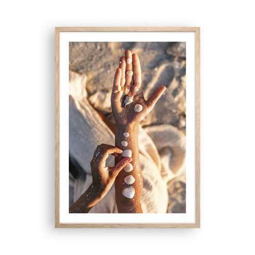 Plakat i ramme af lyst egetræ - Skønhed inden for rækkevidde - 50x70 cm