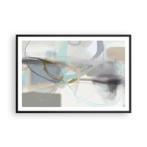 Plakat i sort ramme - Tågeagtig abstraktion - 91x61 cm