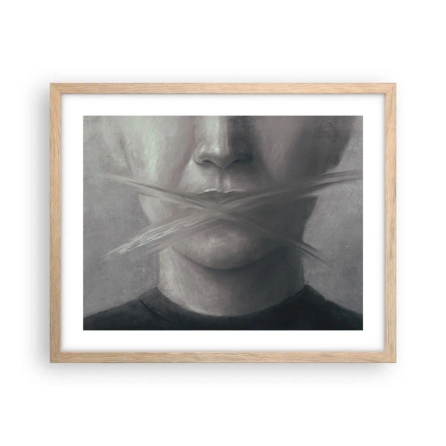 Plakat i ramme af lyst egetræ - Ikke et ord - 50x40 cm