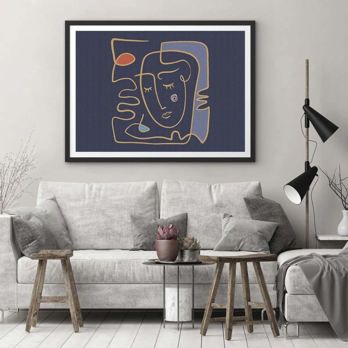 Plakat i sort ramme - I drømmerier - 100x70 cm