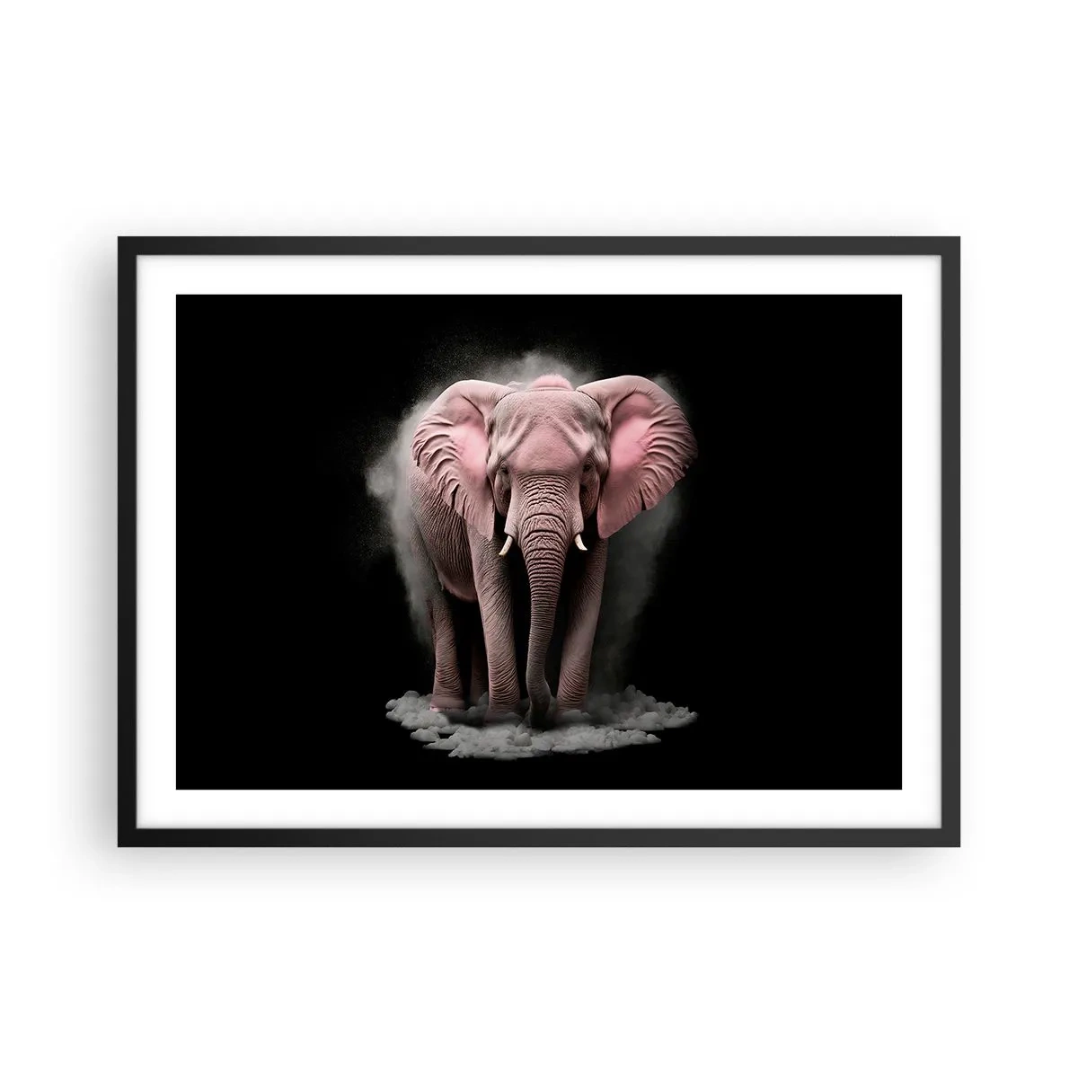 Plakat i sort ramme - Tænk ikke på en lyserød elefant! - 70x50 cm