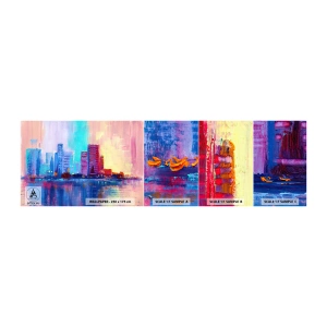 Prøve Fototapet Selvklæbende Deluxe Sticker - Badet i farver - By, Arkitektur, Stykke - 100x30 cm