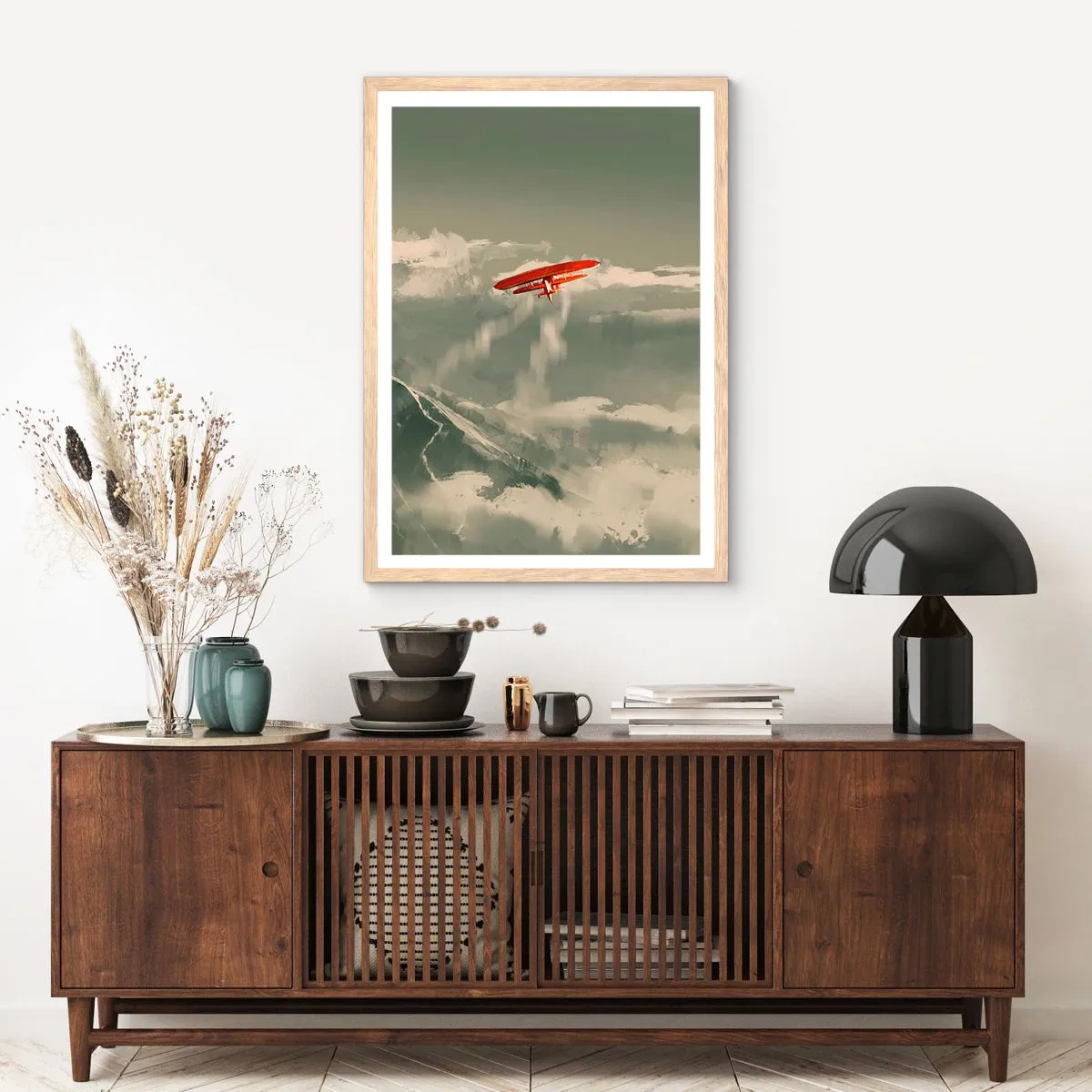 Plakat i ramme af lyst egetræ - Frygtløs pioner - 50x70 cm