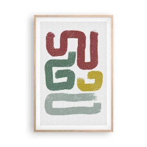 Plakat i ramme af lyst egetræ - På et ukendt sprog - 61x91 cm