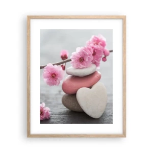 Plakat i ramme af lyst egetræ - Kirsebærblomstens lyksalighed - 40x50 cm