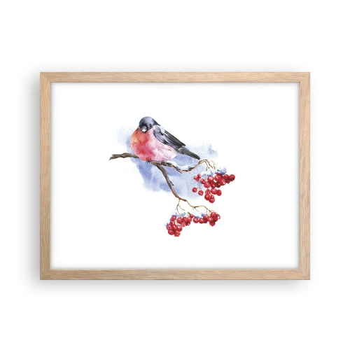 Plakat i ramme af lyst egetræ - Vinter i farver - 40x30 cm