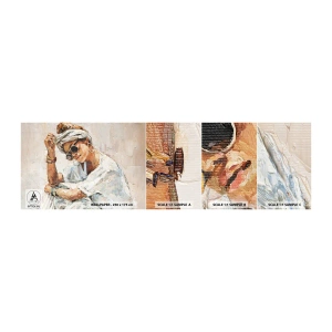Prøve Fototapet Selvklæbende Deluxe Sticker - Portræt i fuldt sollys - Portræt, Boho, Olie - 100x30 cm