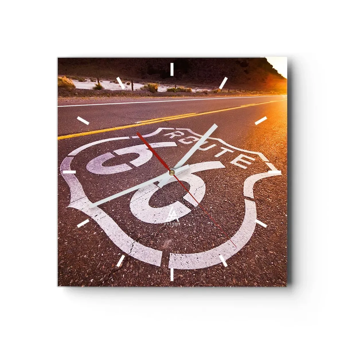 Vægur, Uret - Den berømte Route 66 - 40x40 cm