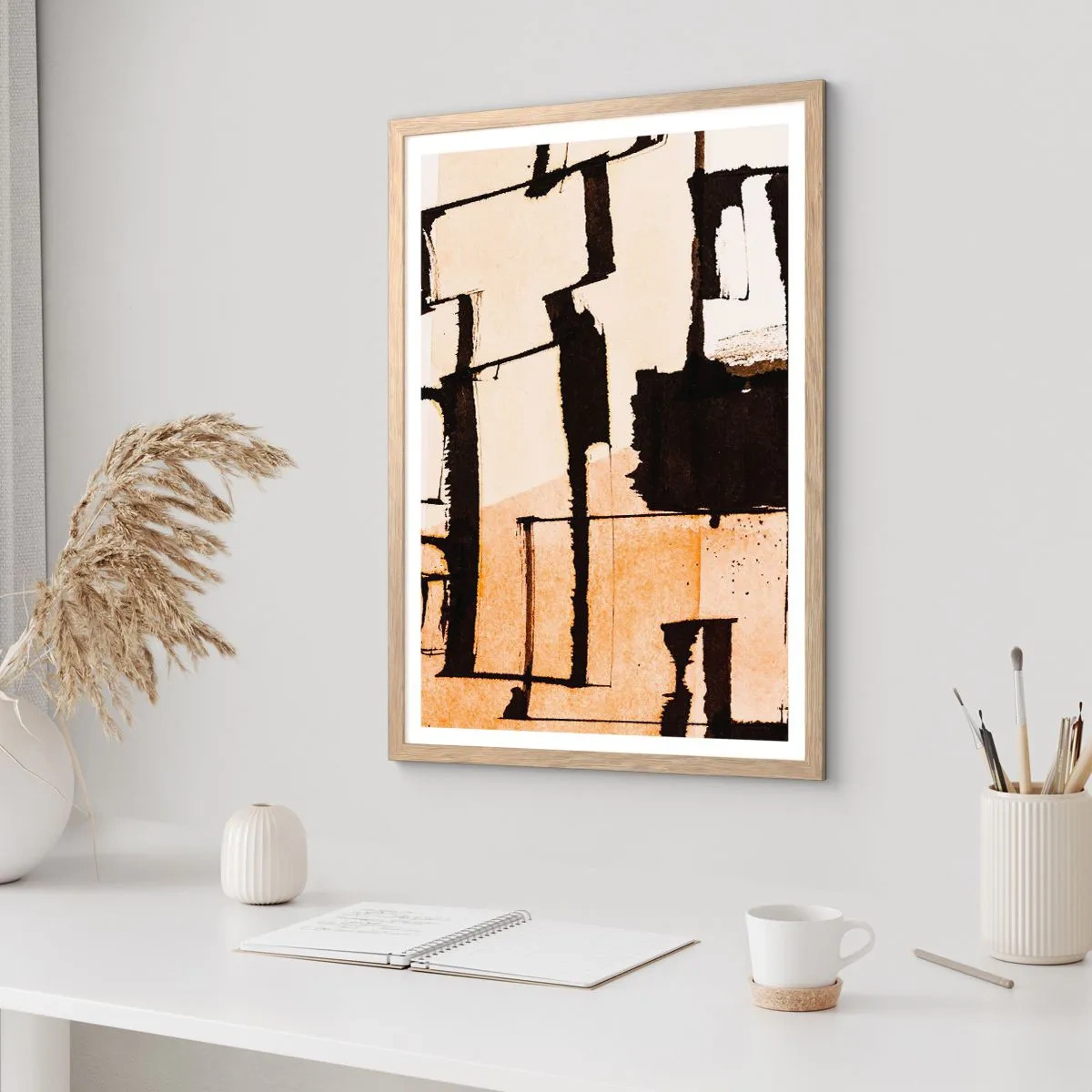 Plakat i ramme af lyst egetræ - Og alligevel orden - 40x50 cm