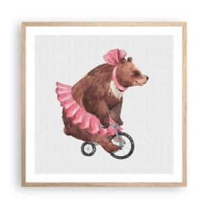 Plakat i ramme af lyst egetræ - Sikke et cirkus! - 60x60 cm