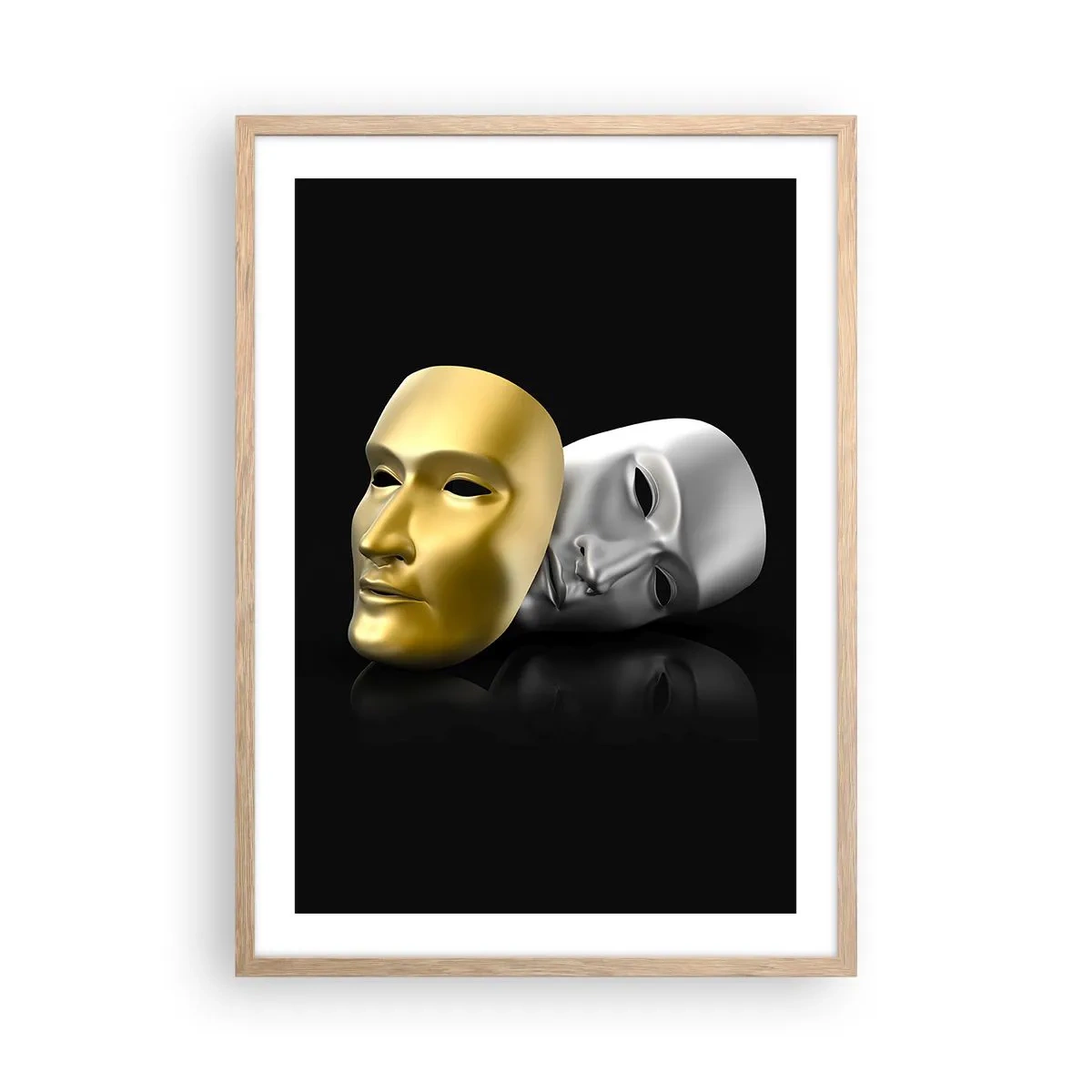 Plakat i ramme af lyst egetræ - Livet er teater - 50x70 cm