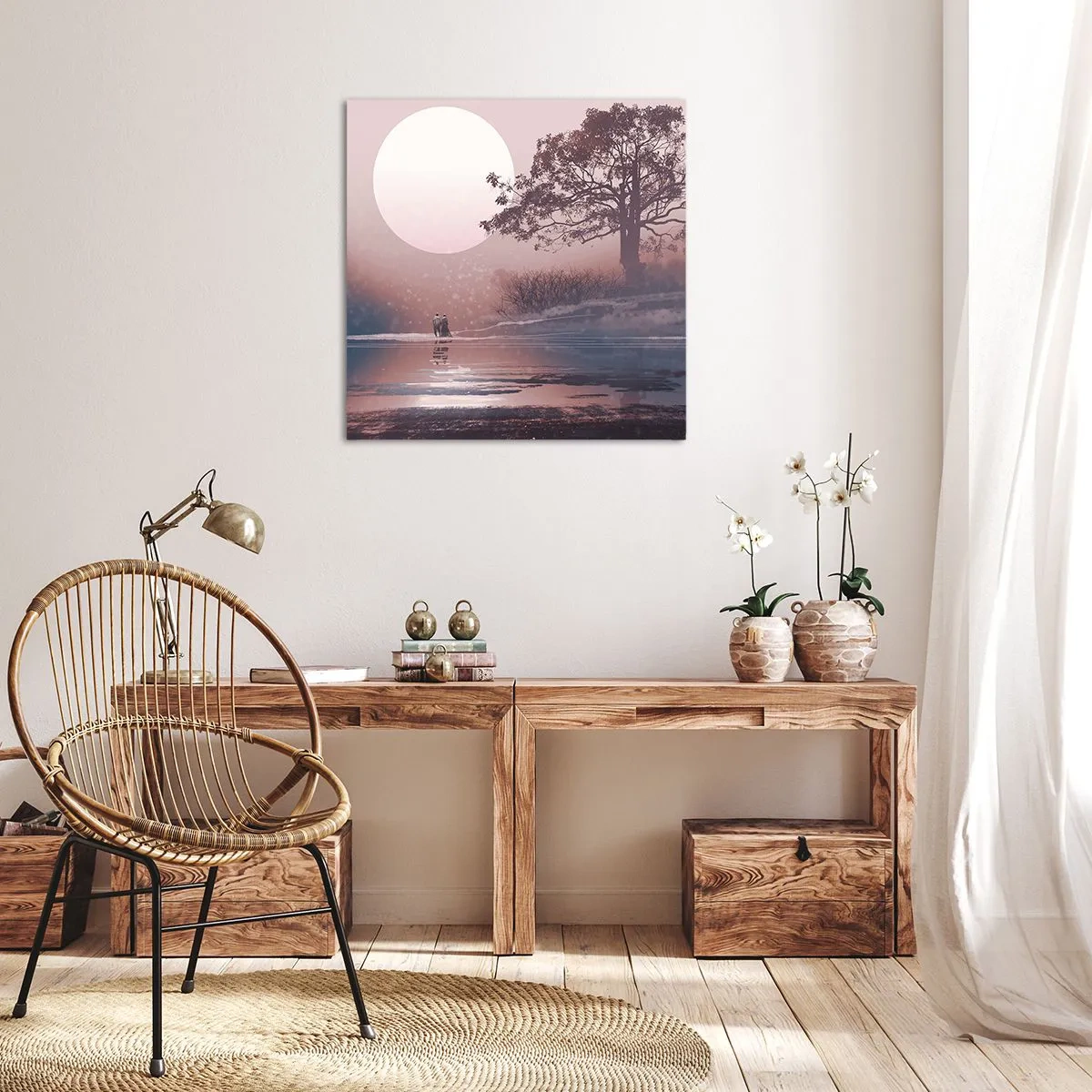 Lærredstryk - Billede på lærred - Natlige mærkværdigheder - 60x60 cm