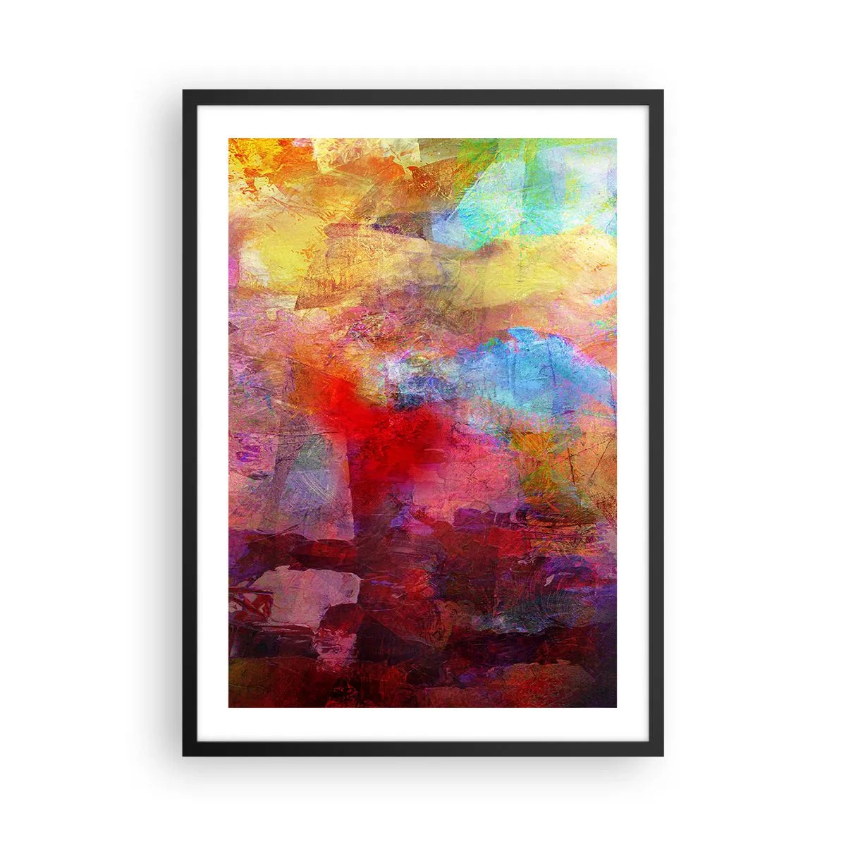 Plakat i sort ramme - Abstrakte kompositioner fulde af farver og dynamik - 50x70cm - Et kig ind i regnbuen - Moderne vægdekoration til stue og soveværelse ARTTOR