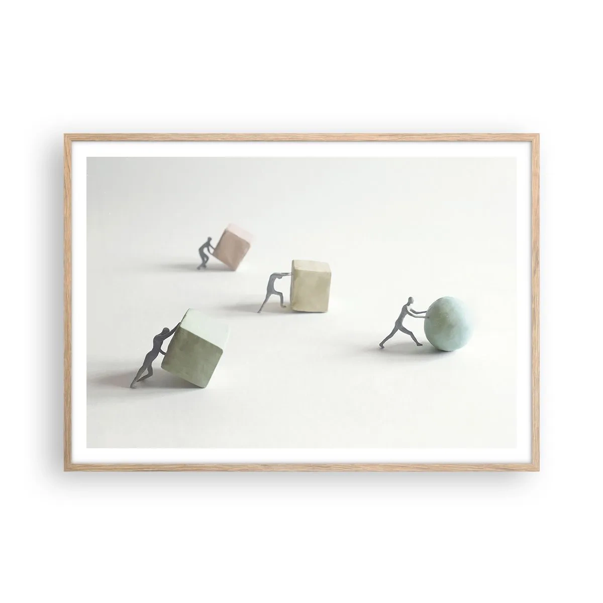 Plakat i ramme af lyst egetræ - Selve livet - 100x70 cm