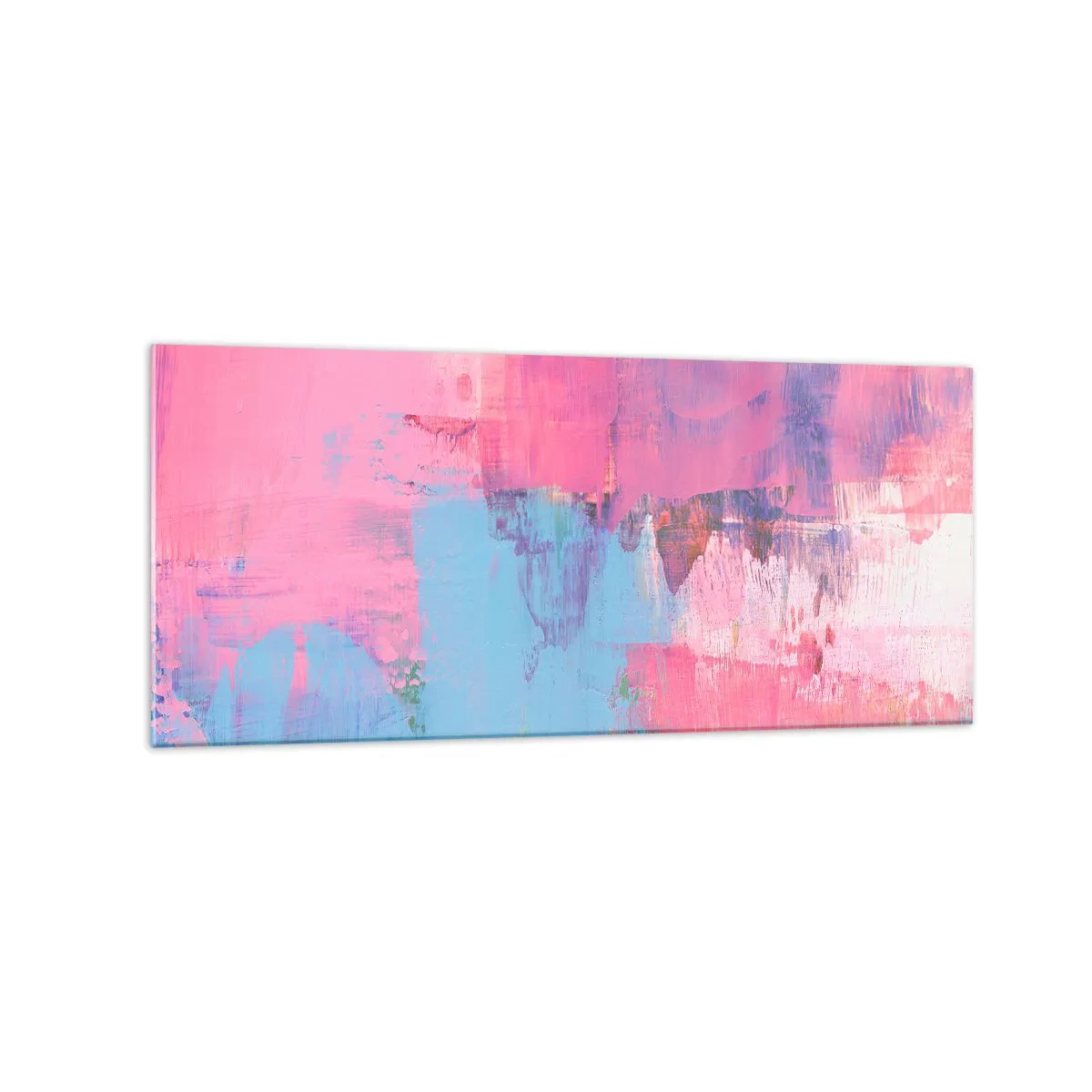 Billede på glas - Lyserød, blå og en knivspids lys - 120x50 cm