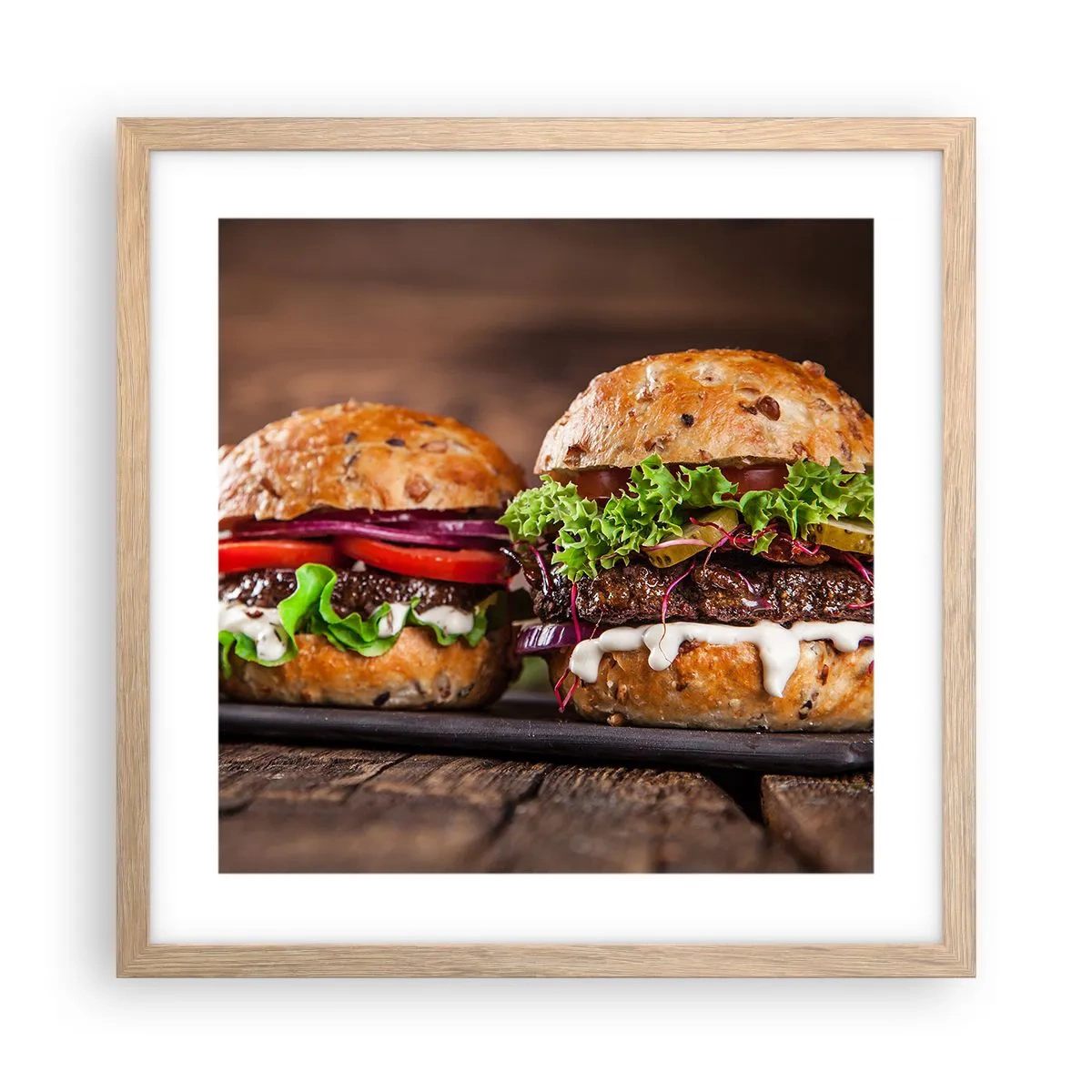 Plakat i ramme af lyst egetræ - American dream - 40x40 cm