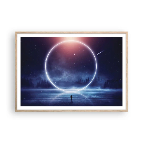 Plakat i ramme af lyst egetræ - De er allerede her... - 100x70 cm