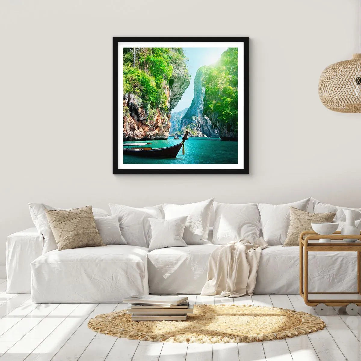 Plakat i sort ramme - En invitation til en eksotisk rejse - 50x50 cm