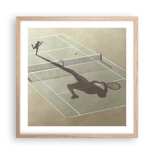 Plakat i ramme af lyst egetræ - Overvind dig selv - 50x50 cm