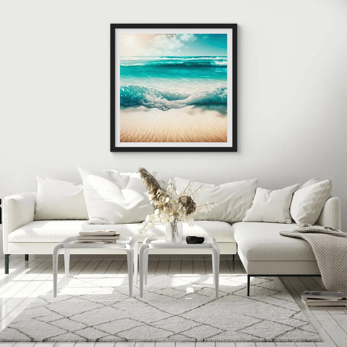 Plakat i sort ramme - Havets ro - 30x30 cm