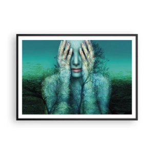 Plakat i sort ramme - Nedsænket i blåt - 100x70 cm