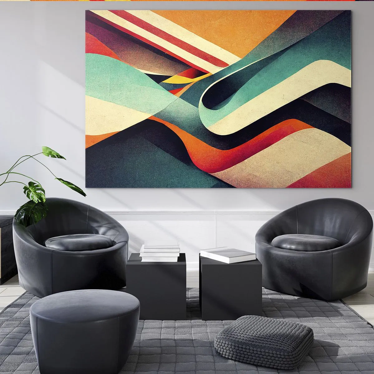 Billede på glas - Farverige striber i en dynamisk, abstrakt komposition - 70x50cm - Intens komposition - Moderne vægdekoration til stue og soveværelse ARTTOR