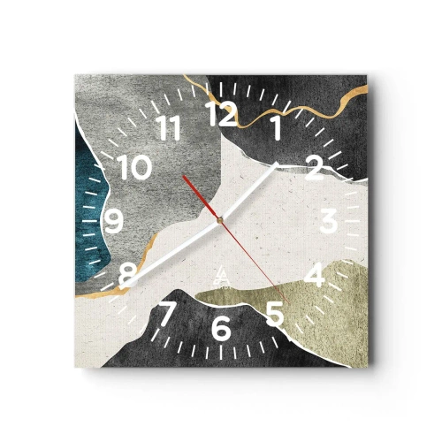 Vægur, Uret - Mosaikkomposition med en streng af guld - 40x40 cm