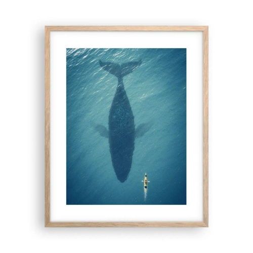 Plakat i ramme af lyst egetræ - Møde på havet - 40x50 cm