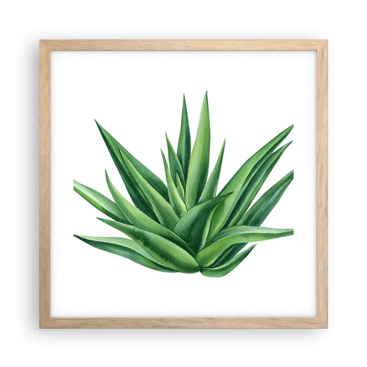 Plakat i ramme af lyst egetræ - Grøn - styrke - liv - 40x40 cm