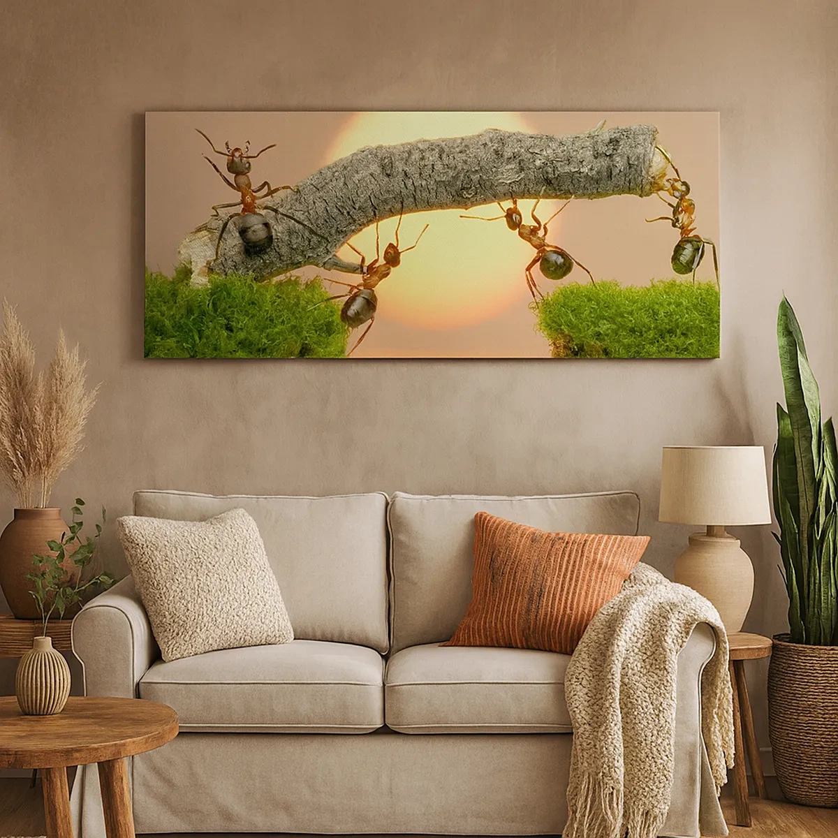 Lærredstryk - Billede på lærred - Glædeligt, fælles arbejde - 30x30 cm