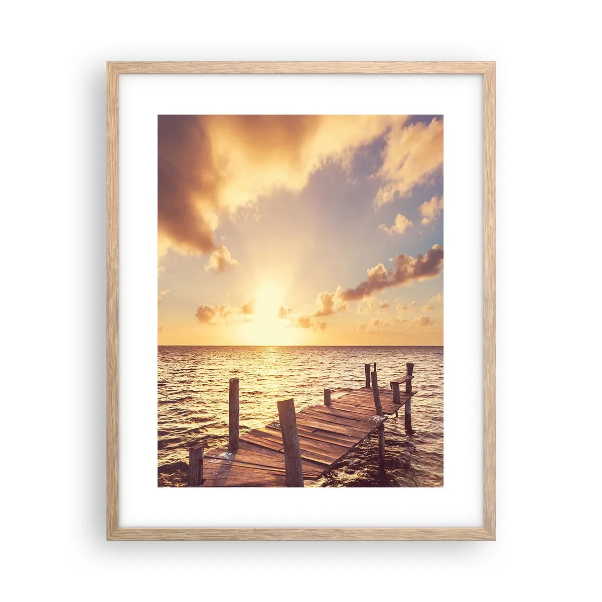 Plakat i ramme af lyst egetræ - Gyldent land af blidhed - 40x50 cm