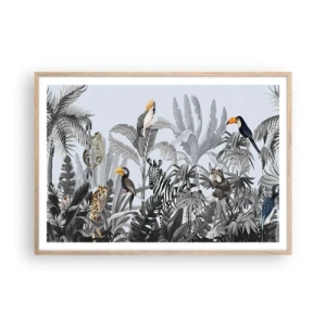 Plakat i ramme af lyst egetræ - En afrikansk fabel - 100x70 cm