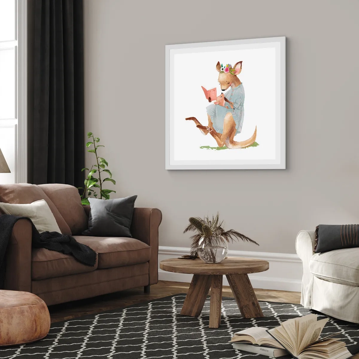 Plakat i hvid ramme - Læs for mig, mor - 40x40 cm