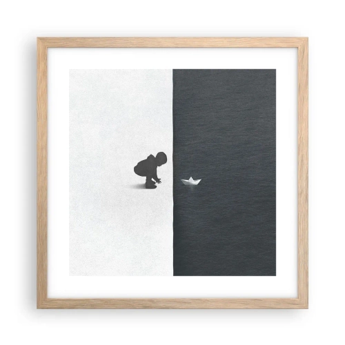 Plakat i ramme af lyst egetræ - Stor ekspedition - 40x40 cm