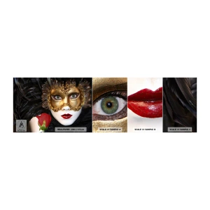 Prøve Fototapet Selvklæbende Deluxe Sticker - Fordi livet er et stort bal - Hætte, Rose, røde læber - 100x30 cm