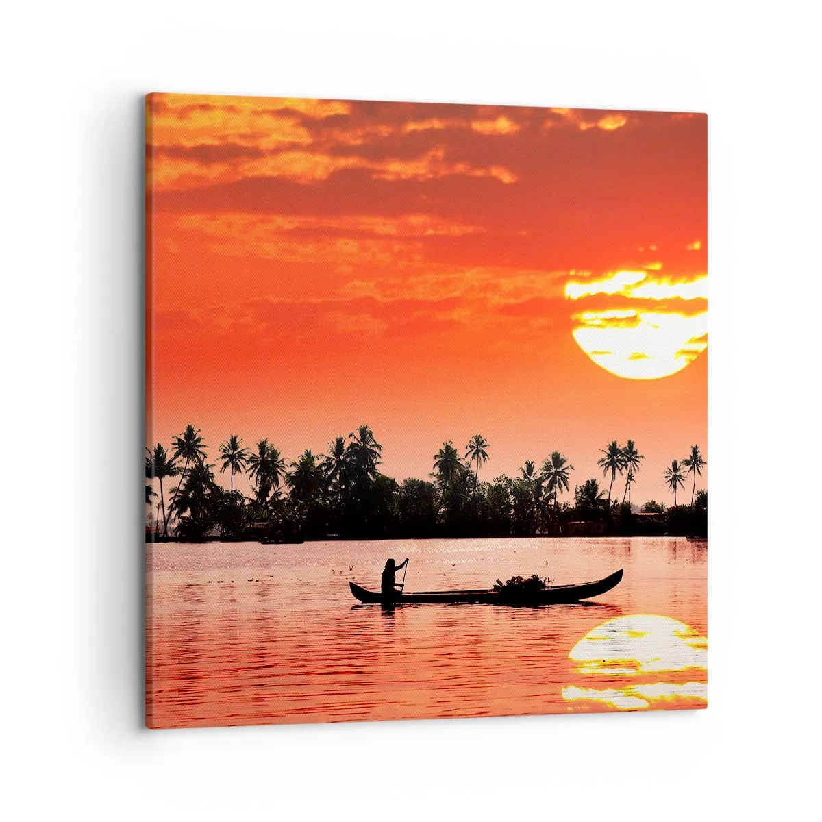 Lærredstryk - Billede på lærred - Tropernes ro ved solnedgang - 50x50 cm