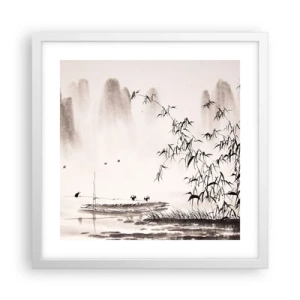 Plakat i hvid ramme - Stilhed i rismarkerne - 40x40 cm