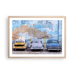 Plakat i ramme af lyst egetræ - Møde for veteraner - 70x50 cm