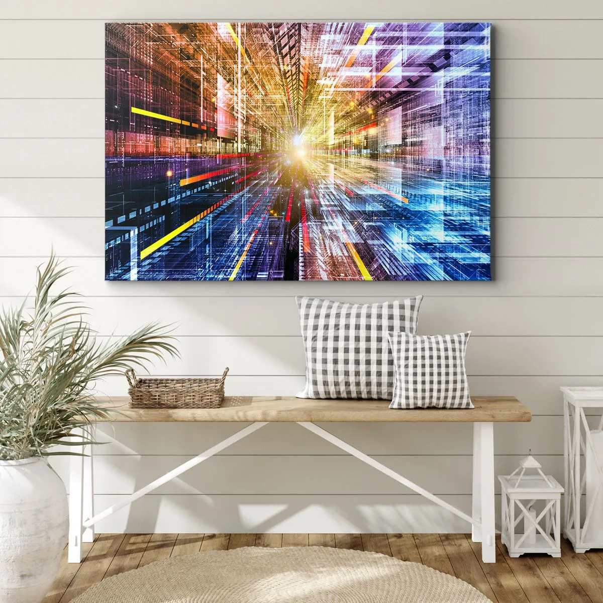 Lærredstryk - Billede på lærred - Lysende korridor - 100x70 cm
