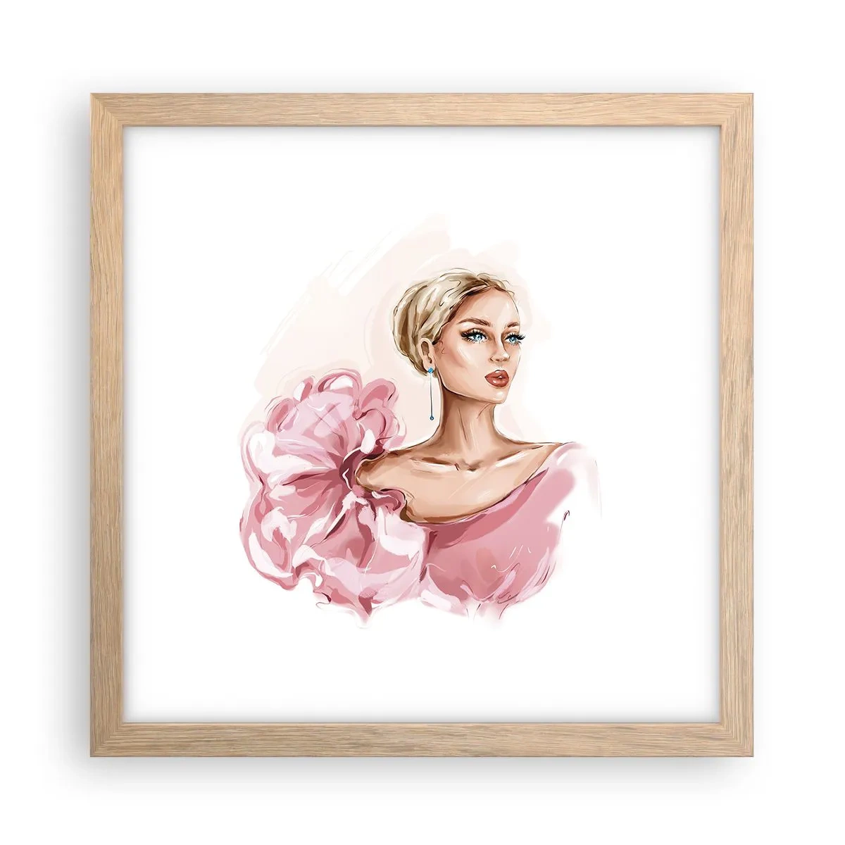 Plakat i ramme af lyst egetræ - Som malet... - 30x30 cm