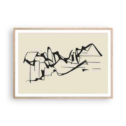 Plakat i ramme af lyst egetræ - Måske et landskab - 100x70 cm