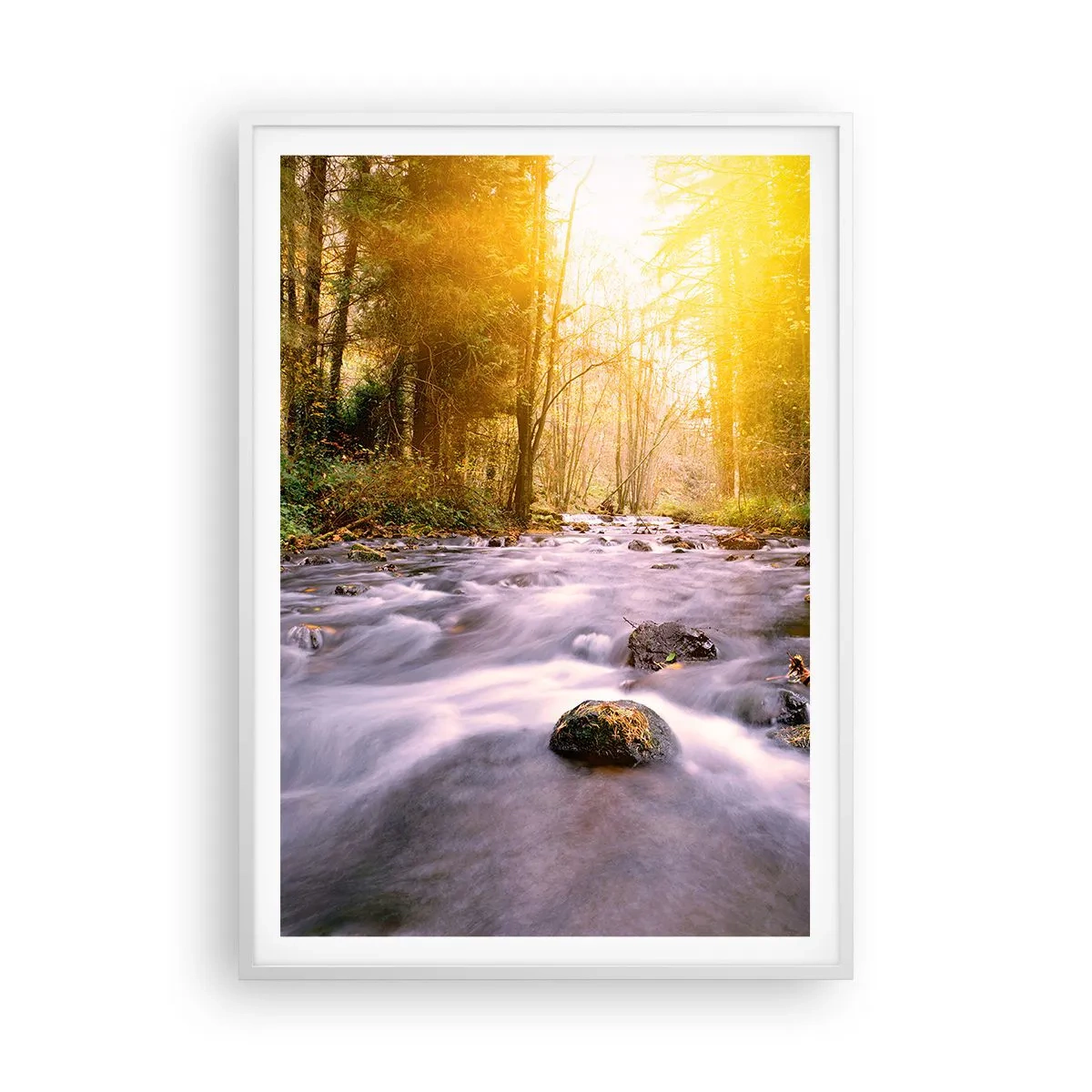 Plakat i hvid ramme - Malachit i sølv- og guldfatning - 70x100 cm