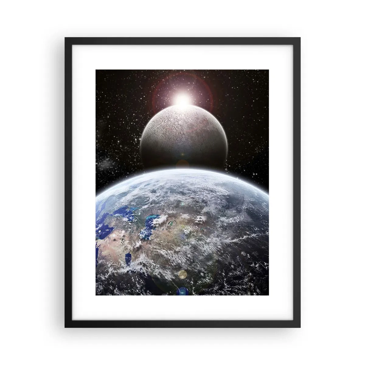 Plakat i sort ramme - Kosmisk landskab - solopgang - 40x50 cm