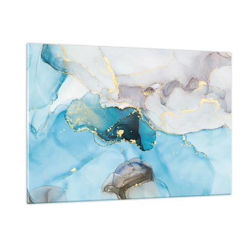Billede på glas - En undersøgelse af mødet mellem grå og turkis - 120x80 cm
