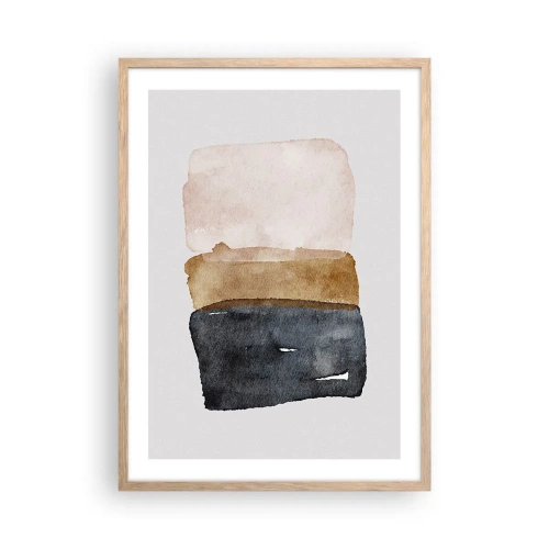 Plakat i ramme af lyst egetræ - Sammensætning af jordfarver - 50x70 cm