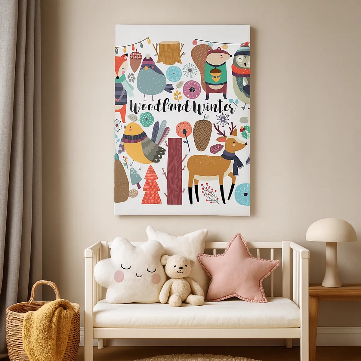 Lærredstryk - Billede på lærred - En eventyrlig jul i skoven - 50x70 cm