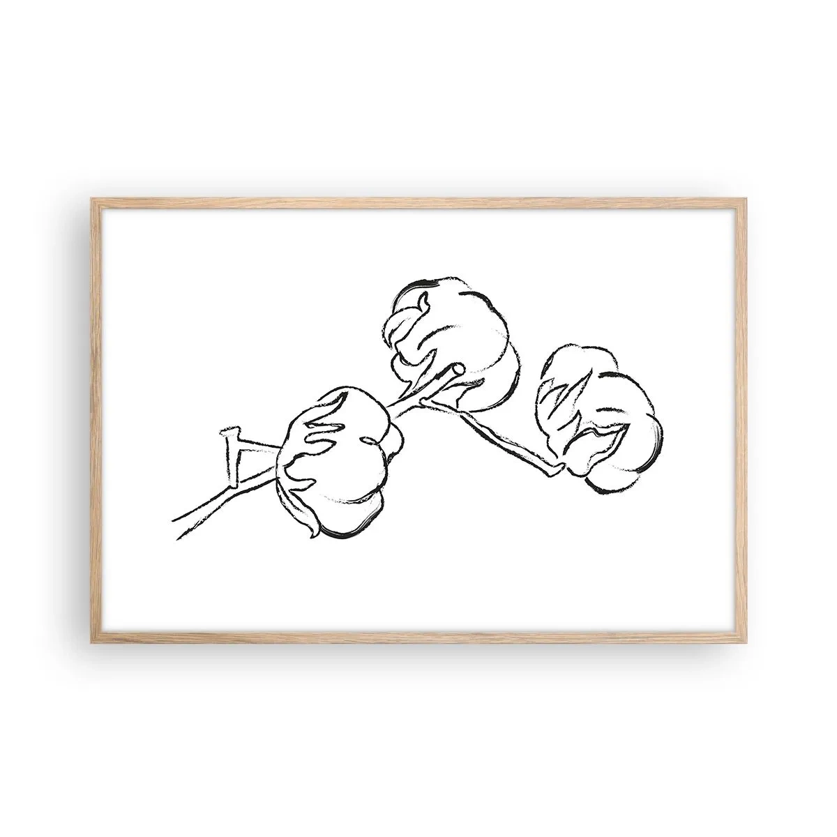 Plakat i ramme af lyst egetræ - Bomuld ned - 91x61 cm