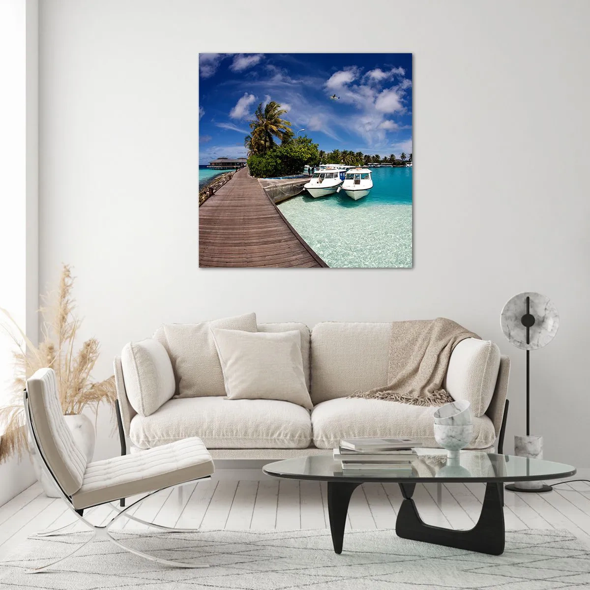 Billede på glas - Og dog findes paradiset - 70x70 cm