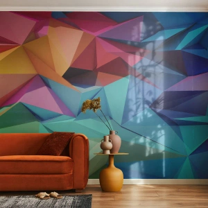 Fototapet Premium Canvas - Regnbue origami - Abstraktion, 3D, Grafik - 100x70 cm